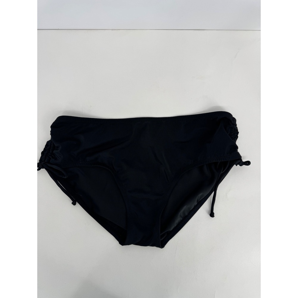 South Point Womens Black Side Tie Bikini Bottoms Ruched Swim Briefs Sz 12